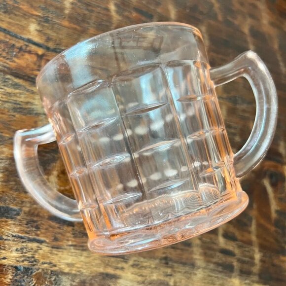 Vintage Hazel Atlas Pink Depression Glass Sugar Bowl - Picture 6 of 9